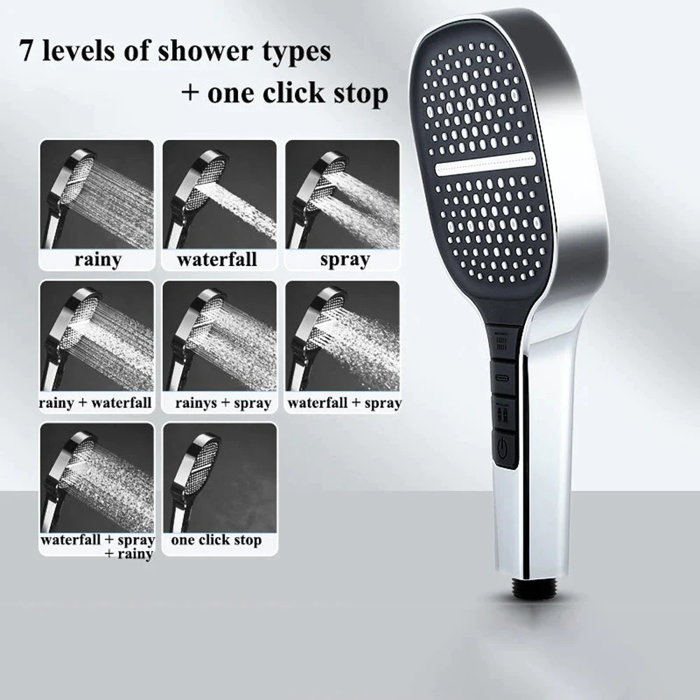 

Faucet 7 High Quality Head Saving High Accessories Modes Nozzle Shower Pressure Shower Adjustable Flow Water Area Bathroom Large