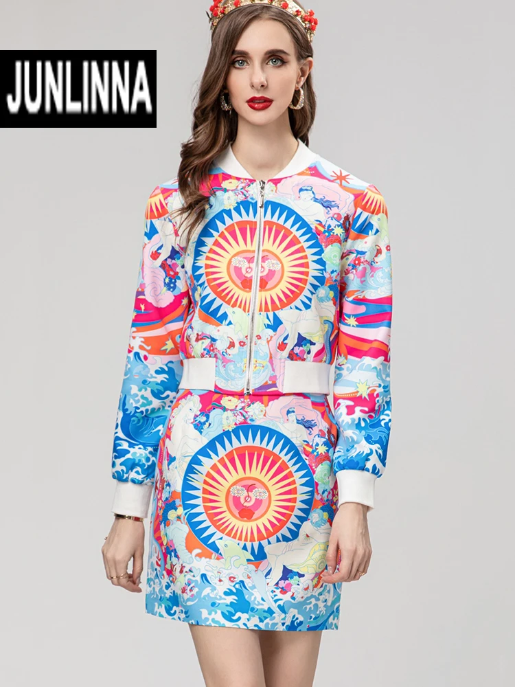JUNLINNA Autumn Winter Women 2 Piece Set Fashion Printing Jacket+Half Dress Skirt Suit Party Vacation Lady Elegant
JUNLINNA Autumn Winter Women 2 Piece Set Fashion Printing Jacket+Half Dress Skirt Suit Party Vacation Lady Elegant