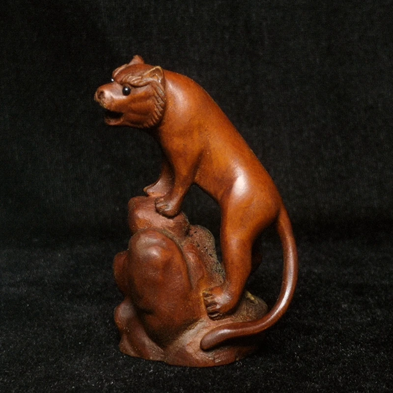 

Japanese boxwood hand carved Animal Tiger Figure statue netsuke Collection 6.3CM