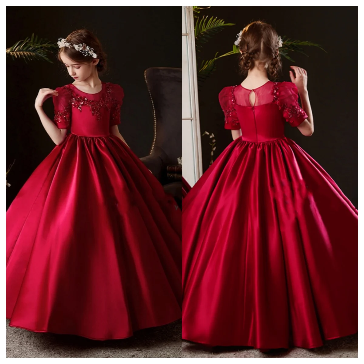 Gorgeous Ball Gown Flower Girl Dress Satin O Neck With Short Cap Sleeves Crystal Beading Children Gowns For Birthday Party
Gorgeous Ball Gown Flower Girl Dress Satin O Neck With Short Cap Sleeves Crystal Beading Children Gowns For Birthday Party