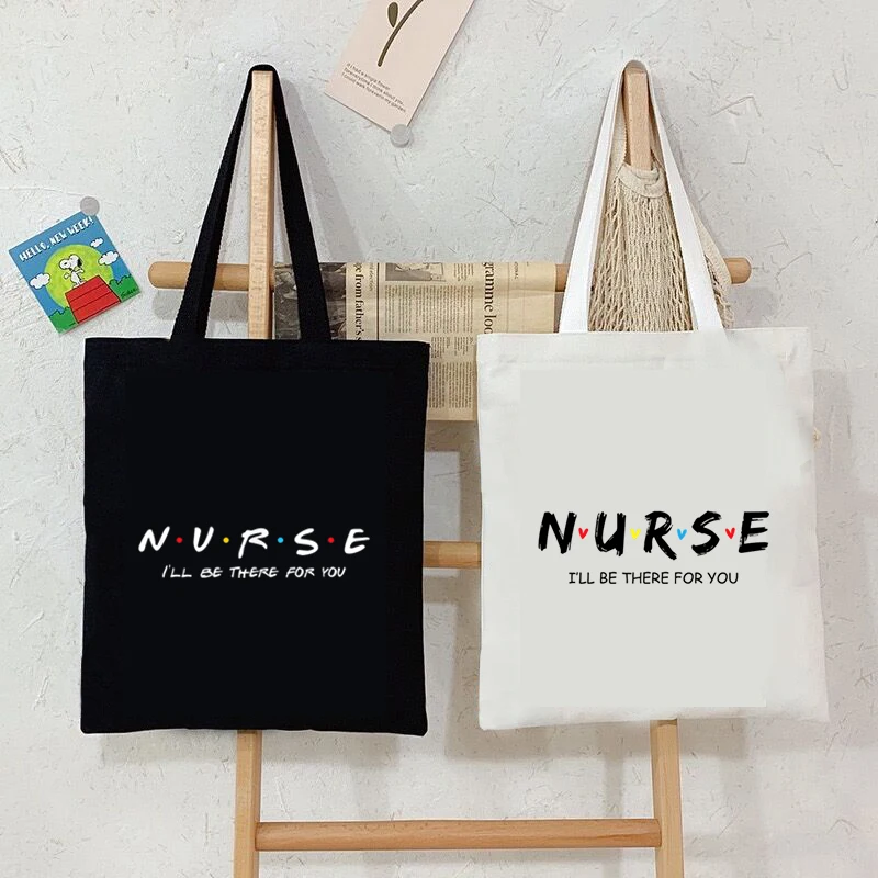 

Nurse Canvas Tote Bag Women's Friends TV Show Shopping Bag Nurse I'll Be There for You Print Casual Handbag Side Bag for Ladies
