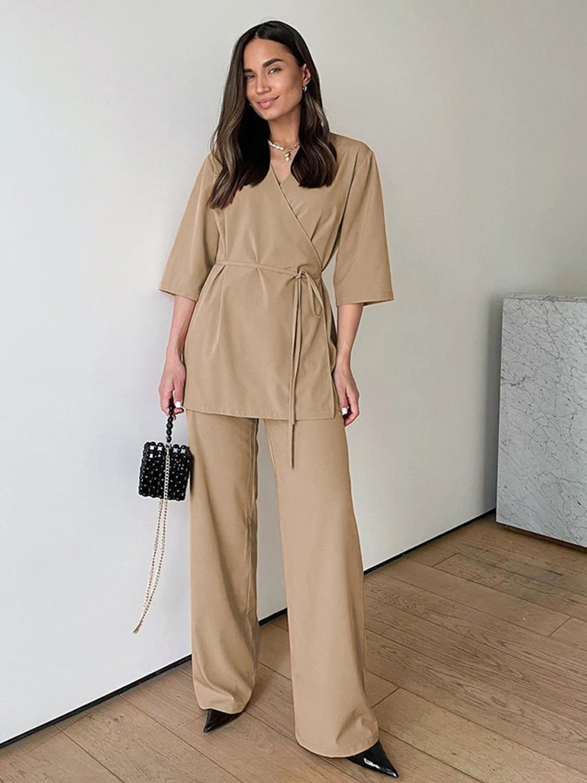 Marthaqiqi Fashion Femme Sleepwear Set Sexy V-Neck Nightwear Three Quarter Sleeve Nightgowns Lace Up Pajamas Pants Nightie Suit
Marthaqiqi Fashion Femme Sleepwear Set Sexy V-Neck Nightwear Three Quarter Sleeve Nightgowns Lace Up Pajamas Pants Nightie Suit