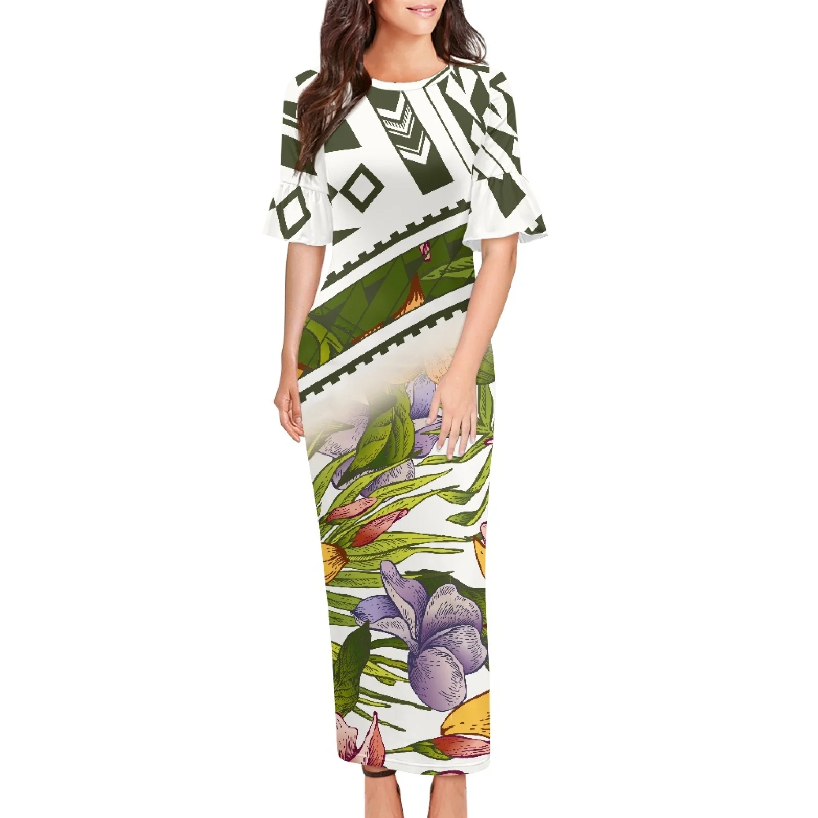 Polynesian Tribal Pohnpei Totem Tattoo Prints New Stylish Sexy Lotus Leaf Short Sleeve Long Dress Shopping Daily Womenswear 4XL
Polynesian Tribal Pohnpei Totem Tattoo Prints New Stylish Sexy Lotus Leaf Short Sleeve Long Dress Shopping Daily Womenswear 4XL