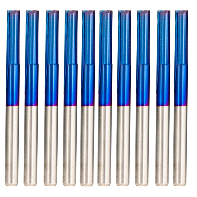 10Pcs Straight Milling Cutter 3.175 Shank Nano Blue Coated 2 Flute Hard For Wood Plastic CNC Carving Head Durable Easy Install
10Pcs Straight Milling Cutter 3.175 Shank Nano Blue Coated 2 Flute Hard For Wood Plastic CNC Carving Head Durable Easy Install