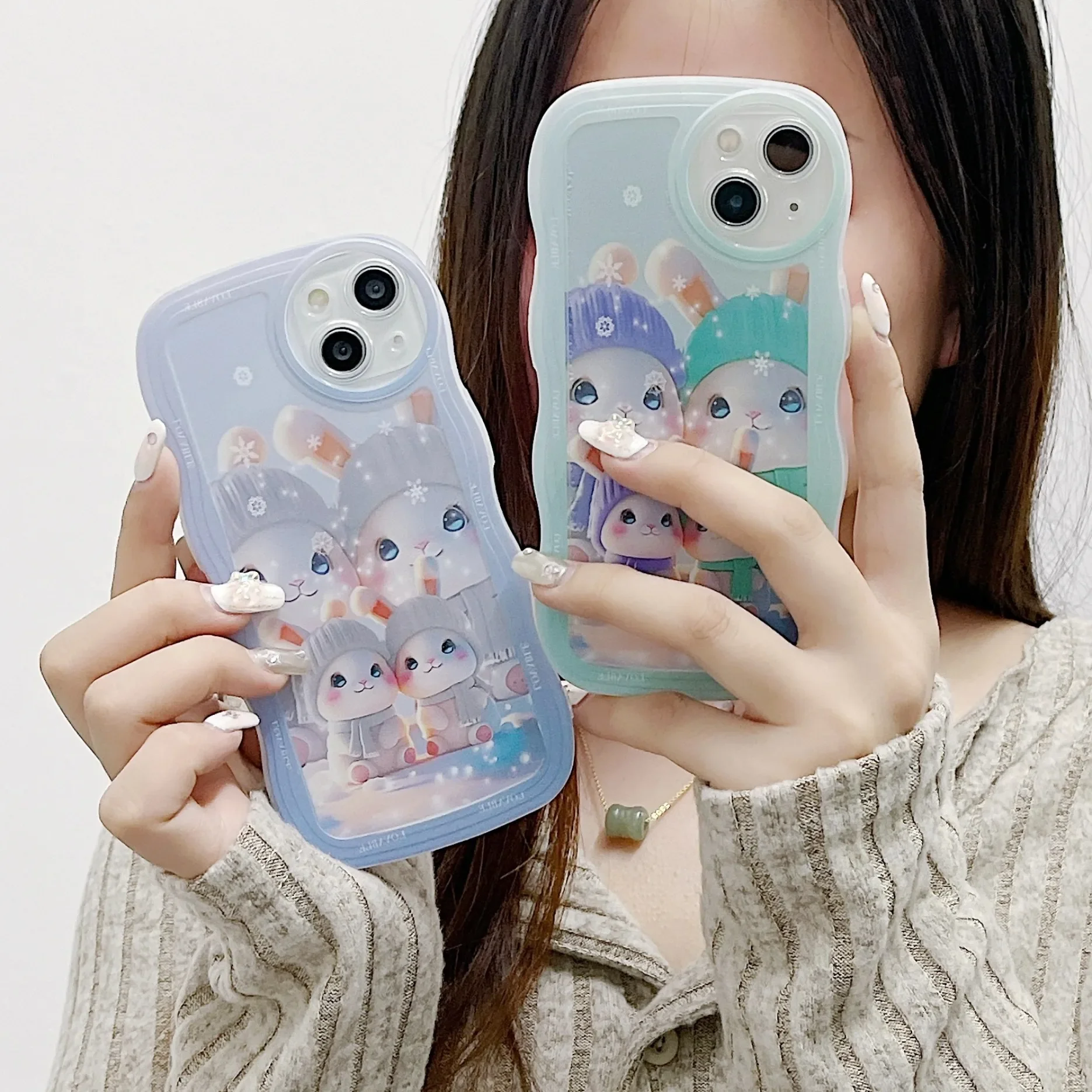 

Wave Edge Silicone Case for Vivo V29 V27E V27 V25 V23E V23 V21E V20 V19 V17 Y9S S1 S16 S17 Pro S16E Funda Painted Rabbit Bunny