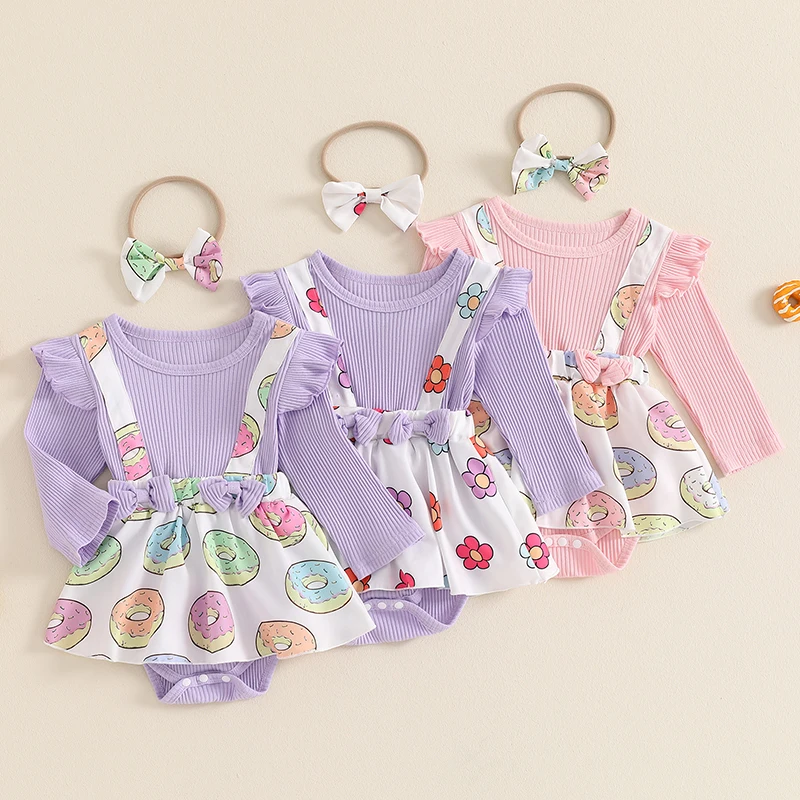 Baby Girl Fall Outfits Set Cute Kawaii Donut Print Long Sleeve Ribbed Romper Dress + Bow Headband 2 Piece Suit
Baby Girl Fall Outfits Set Cute Kawaii Donut Print Long Sleeve Ribbed Romper Dress + Bow Headband 2 Piece Suit