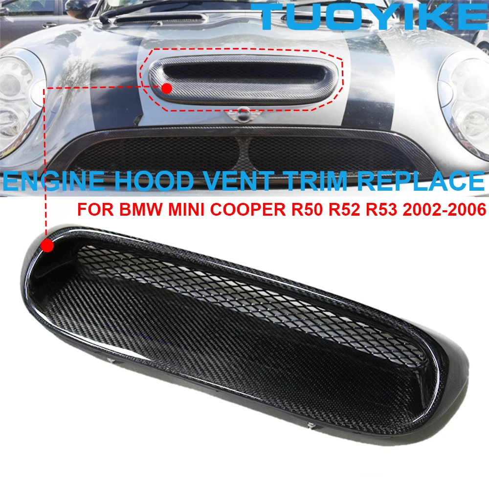 

Car Real Carbon Fiber Engine Hood Bonnet Vent Trim Cover Outlet Flow Intake Replace For BMW Mini Cooper R50 R52 R53 2002-2006