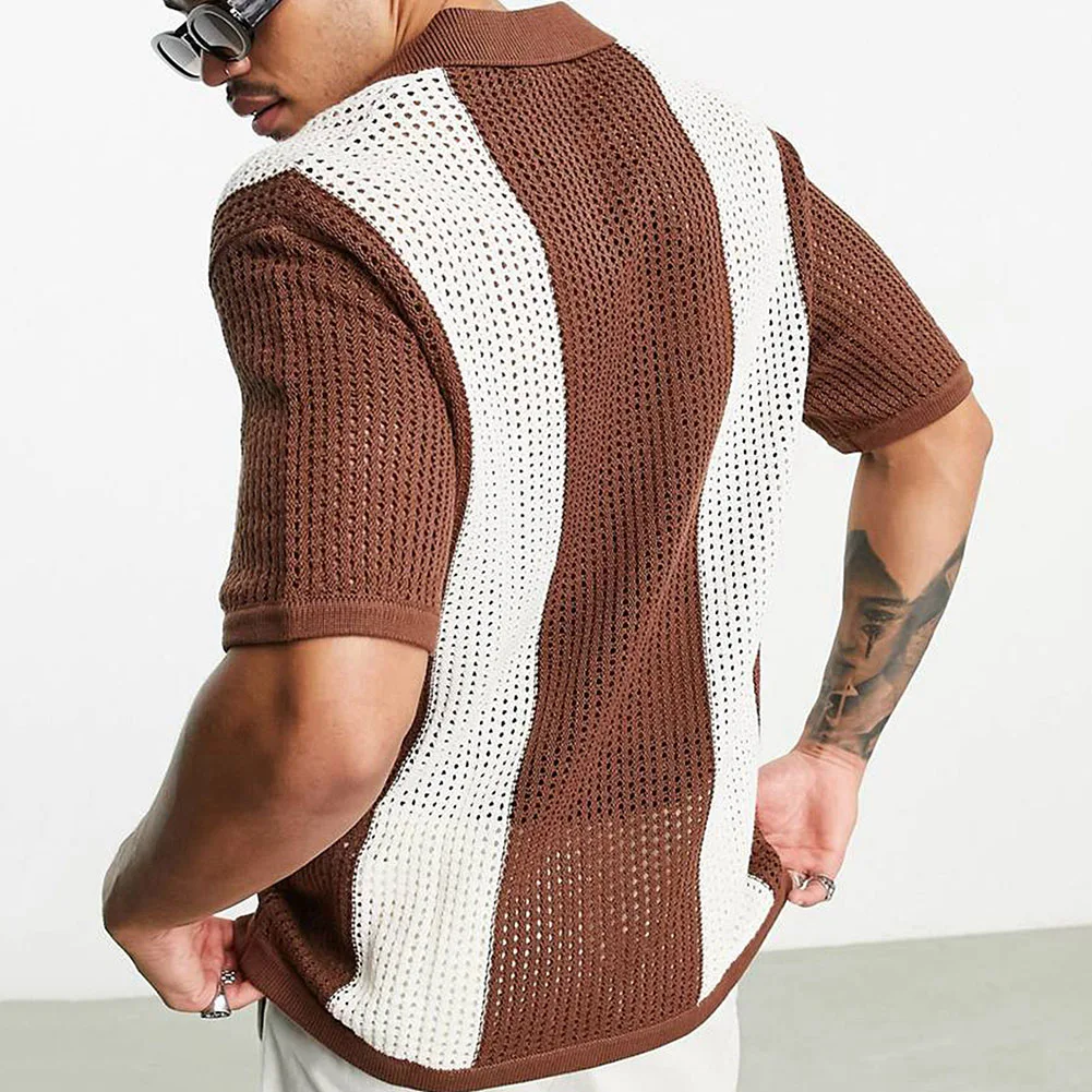 

Рубашка мужская с отложным воротником, блуза с коротким рукавом, деловая Повседневная, из дышащего материала, в винтажном стиле, лето