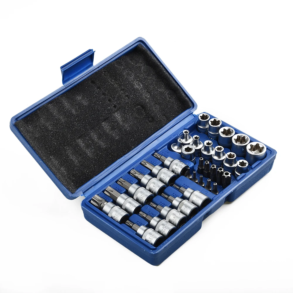 34Pcs Torx Star Sockets & Bit Set Male / Female E-Security Bits Drive Handheld Tool Torque Star Socket Screwdriver Hand Tools
34Pcs Torx Star Sockets & Bit Set Male / Female E-Security Bits Drive Handheld Tool Torque Star Socket Screwdriver Hand Tools