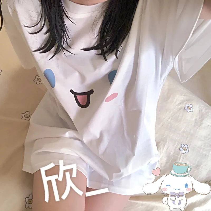 Kawaii Sanrio Cinnamoroll Kuromi Cartoon Print Cotton Tops Summer Cute Girls Y2K Simple Loose Short-Sleeved Shirt T-Shirt
Kawaii Sanrio Cinnamoroll Kuromi Cartoon Print Cotton Tops Summer Cute Girls Y2K Simple Loose Short-Sleeved Shirt T-Shirt