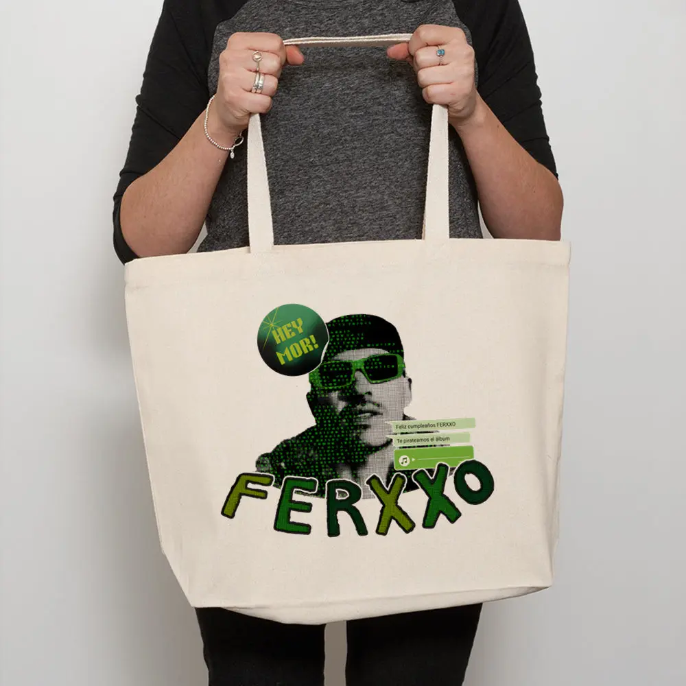 

The Ferxxo Feid 90s Rapper Printed Canvas Shoulder Bag Female Harajuku Funny Large-capacity Eco Environmental Shopper Bag