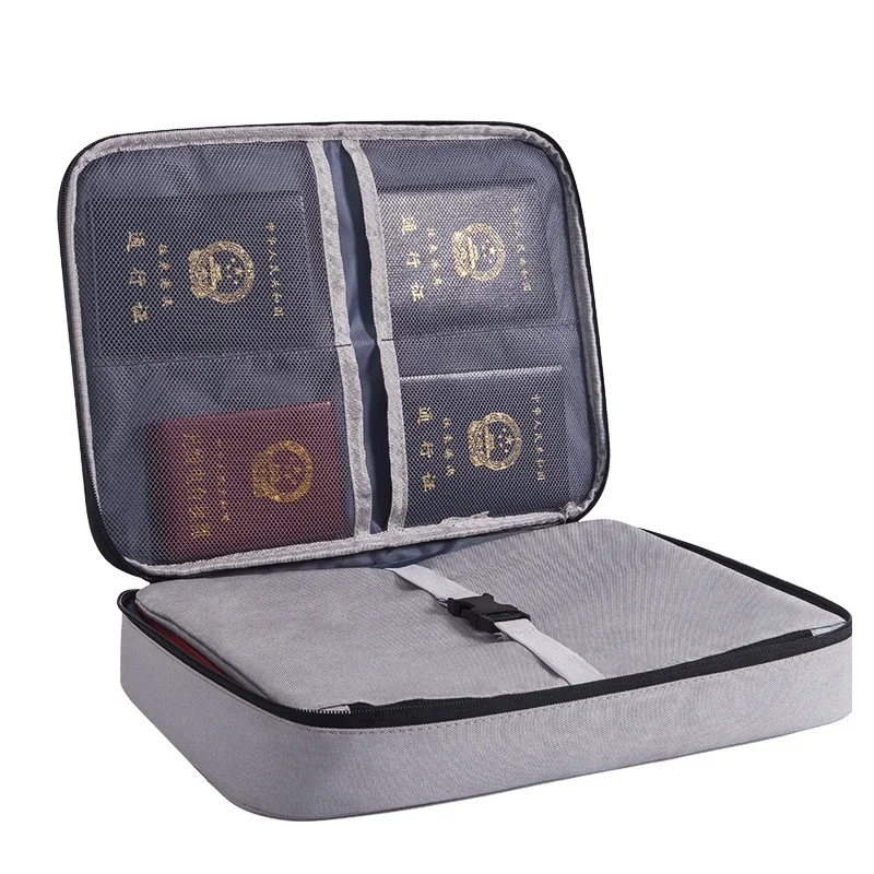 

Money Case Card Zipper Bag Multi-layer Storage Fireproof Organizer Safety Travel Waterproof File Document Papers Box Pouch