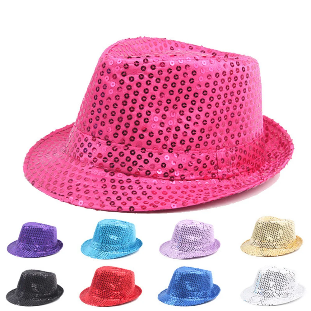 

Adult Children's General Sequined Top Hat Shiny Performance Street Dance Jazz Hats Cowboy Hat Dance Performance Party Props Hat