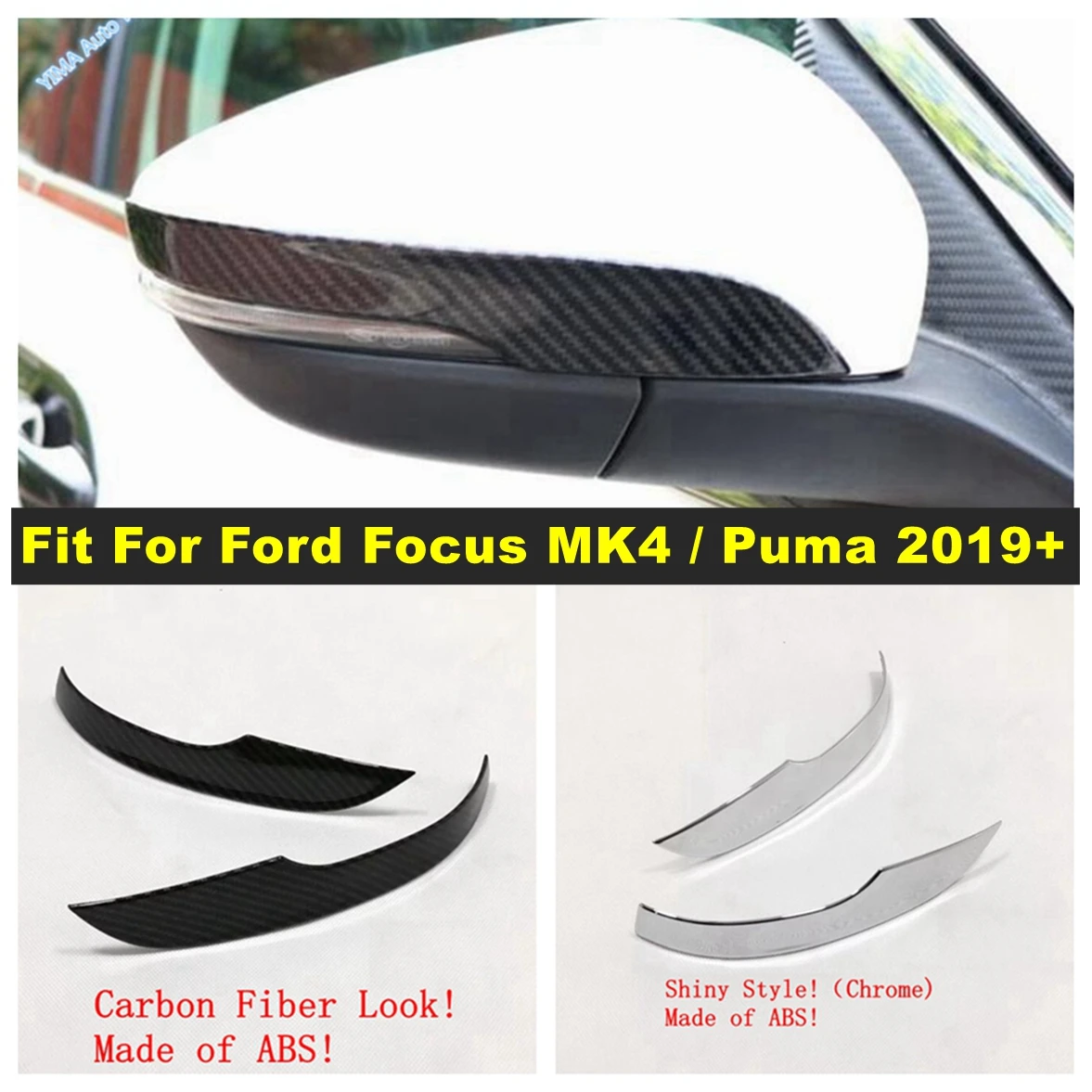 

Carbon Fiber / Shiny Car Rearview Mirror Protect Strip Cover Trim Streamer Accessories Fit For Ford Focus MK4 / Puma 2019 - 2021