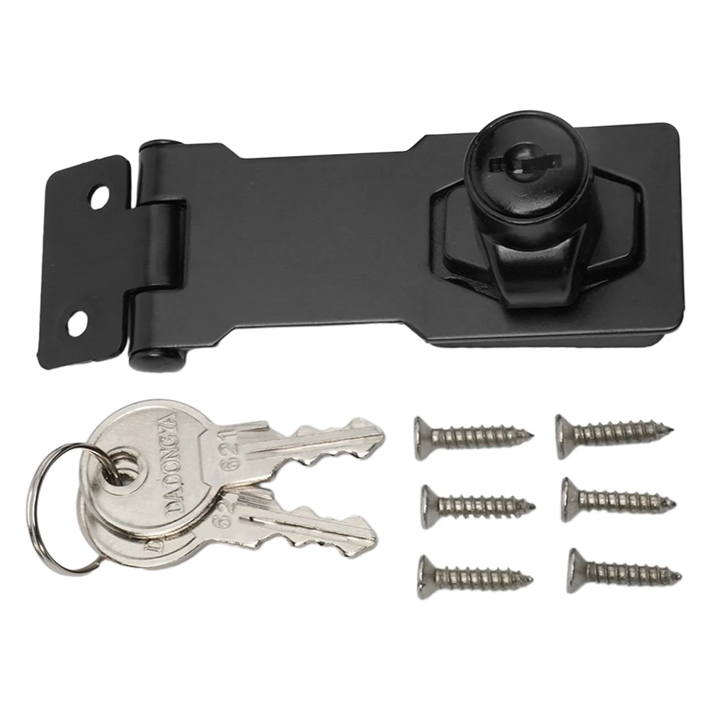 

3in Black Locking Hasp And Staple With Keys Padlock Garage Lock Cupboard Shed Home Hardware Desk Cabinet Anti-theft Drawer Lock
