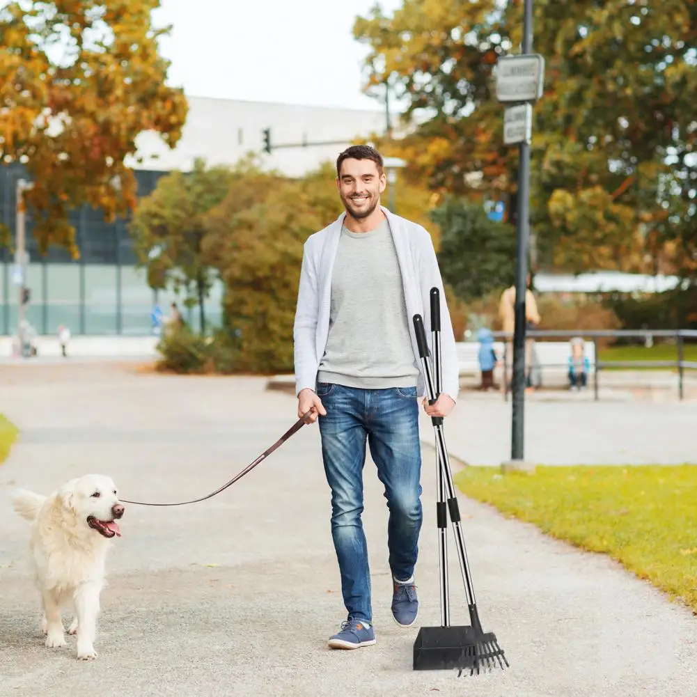 

Durable Pet Scoop Stainless Steel Swivel Bin Rake Spade Pooper Scooper Kit for Lawns Yards Dog Kennels Adjustable for Medium