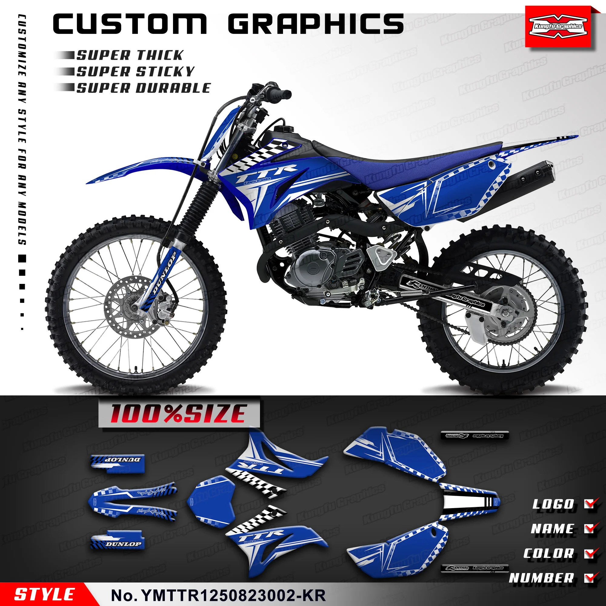 KUNGFU, графика, велосипед-внедорожник, виниловые наклейки на заказ, MX Motocross Decal для Yamaha TTR 125 2008-2023, YMTTR1250823002-KR
KUNGFU, графика, велосипед-внедорожник, виниловые наклейки на заказ, MX Motocross Decal для Yamaha TTR 125 2008-2023, YMTTR1250823002-KR