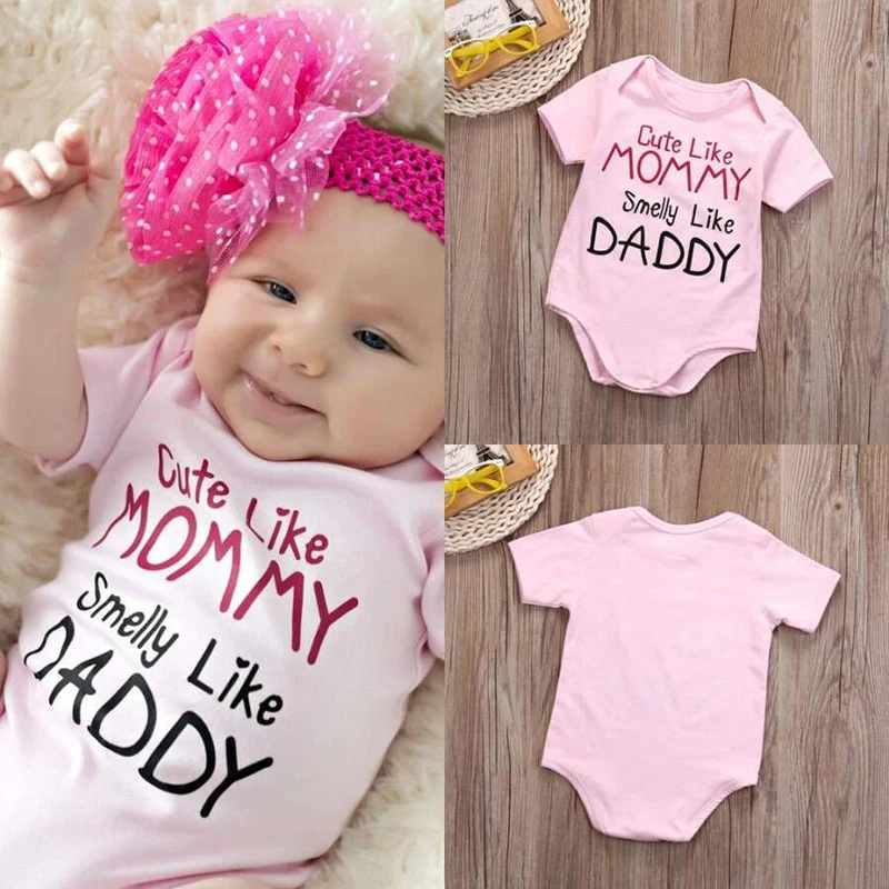 Cute Like Mommy Smelly Like Daddy Girl Jumpsuits 0-24M Newborn Infant Baby Girls Clothes Romper Jumpsuit Outfits Baby Clothes
Cute Like Mommy Smelly Like Daddy Girl Jumpsuits 0-24M Newborn Infant Baby Girls Clothes Romper Jumpsuit Outfits Baby Clothes