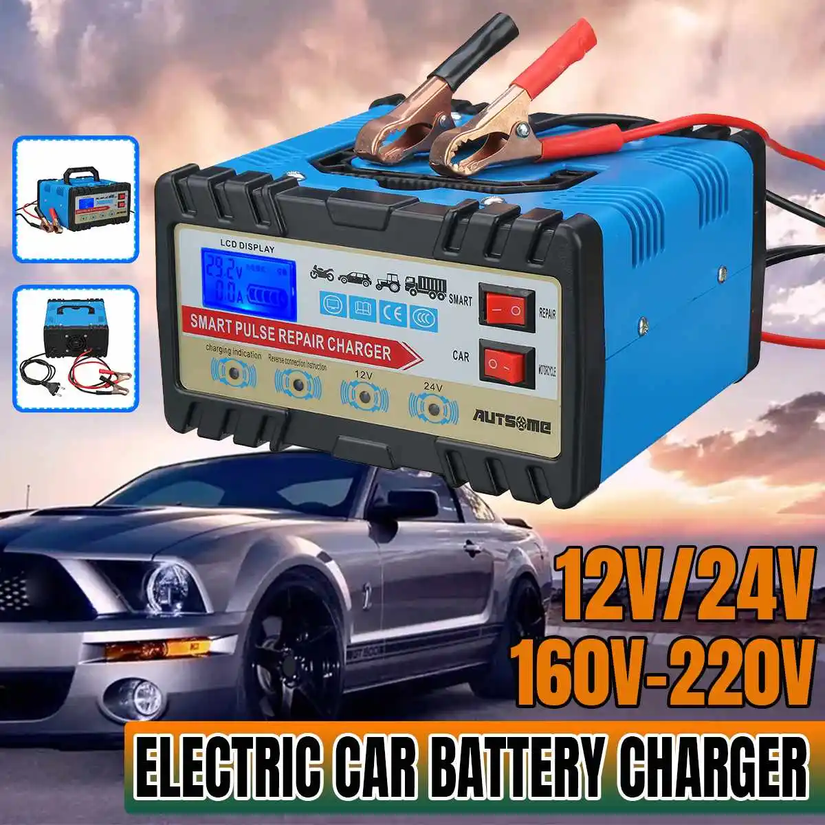AUTSOME Electric Car Battery Charger 12V/24V Universal Digital Display High Frequency for Car SUV Truck Boat Motorcycle
AUTSOME Electric Car Battery Charger 12V/24V Universal Digital Display High Frequency for Car SUV Truck Boat Motorcycle