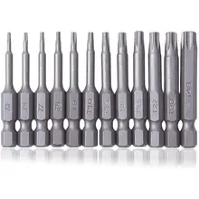 12pcs 50mm Torx Screwdriver Bits With Hole T5 T9 T10 T15 T20 T27 T30 T40 1/4 Inch Hex Shank Electric Screw Driver Star Bit Set
12pcs 50mm Torx Screwdriver Bits With Hole T5 T9 T10 T15 T20 T27 T30 T40 1/4 Inch Hex Shank Electric Screw Driver Star Bit Set