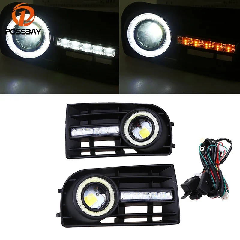POSSBAY Car Front Lower Bumper Grille LED Fog Light Daytime Running Lights White Angel Eye Light for VW Golf MK5 2004-2009
POSSBAY Car Front Lower Bumper Grille LED Fog Light Daytime Running Lights White Angel Eye Light for VW Golf MK5 2004-2009