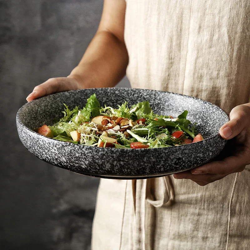 Estilo prato profundo, prato de salada criativa cerâmica, prato doméstico, prato liso
Estilo prato profundo, prato de salada criativa cerâmica, prato doméstico, prato liso