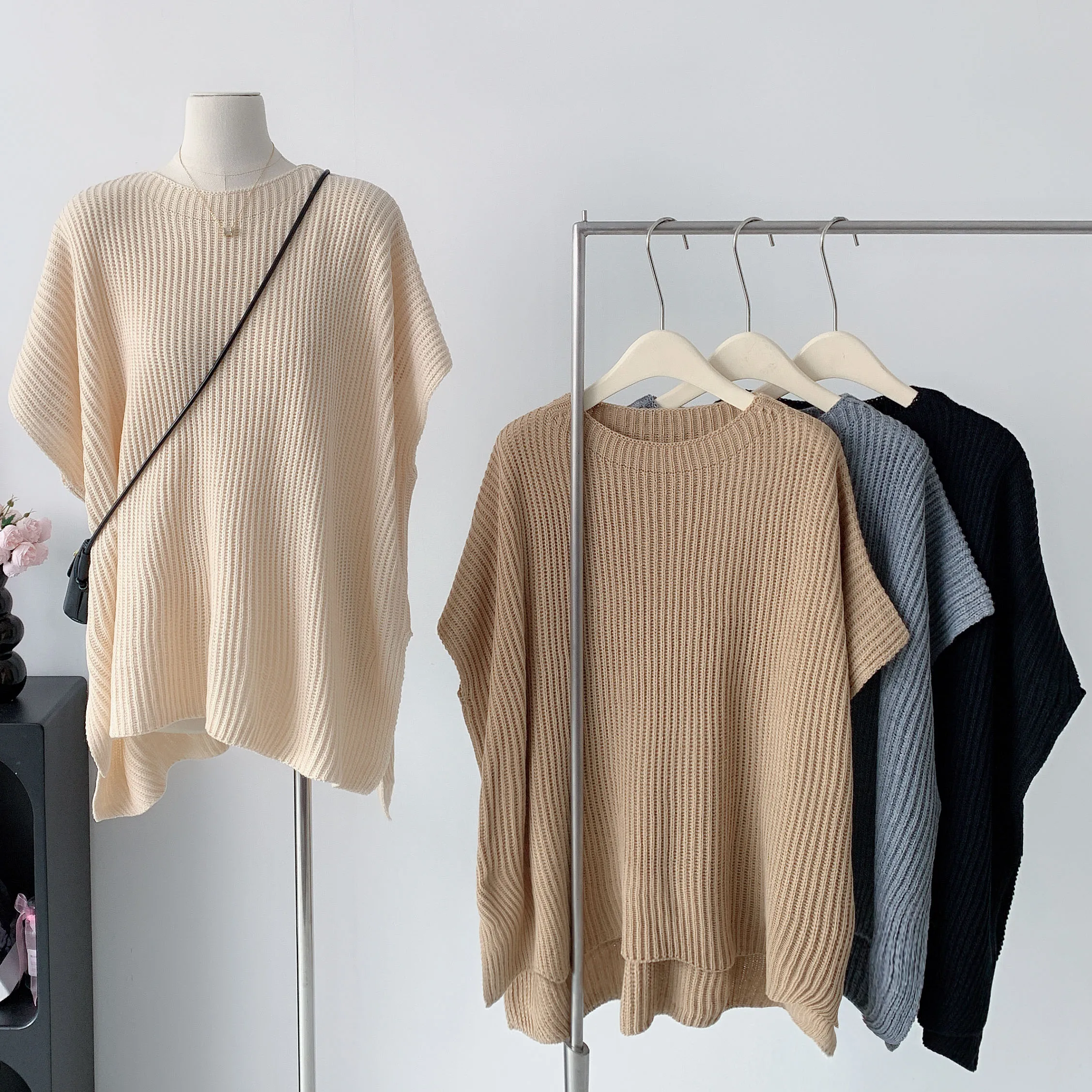 

Весенне-осенний корейский Свободный пуловер в складку, джемпер, женская элегантная простая однотонная трикотажная одежда, повседневная женская одежда