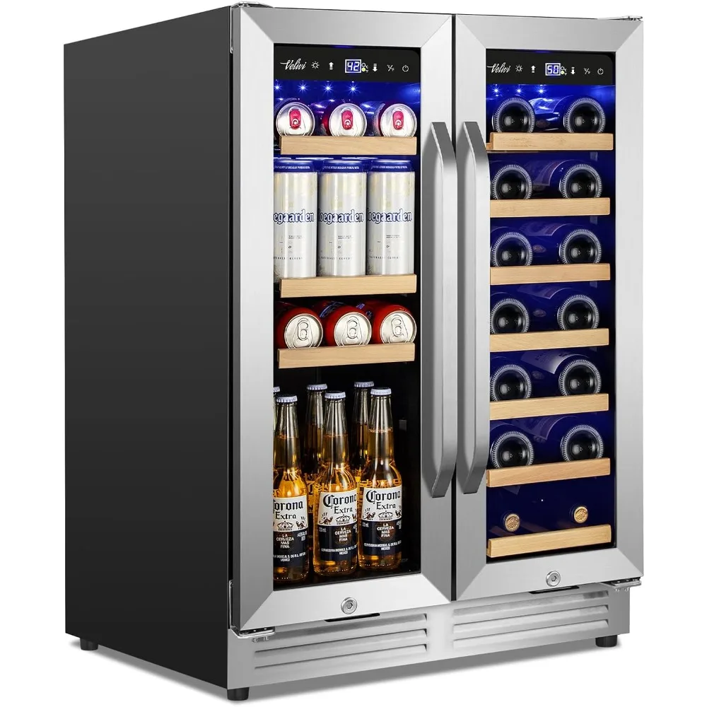 Wine and Beverage Refrigerator Under Counter, 24 Inch Beverage Fridge Dual Zone with Glass Door, Freestanding
Wine and Beverage Refrigerator Under Counter, 24 Inch Beverage Fridge Dual Zone with Glass Door, Freestanding