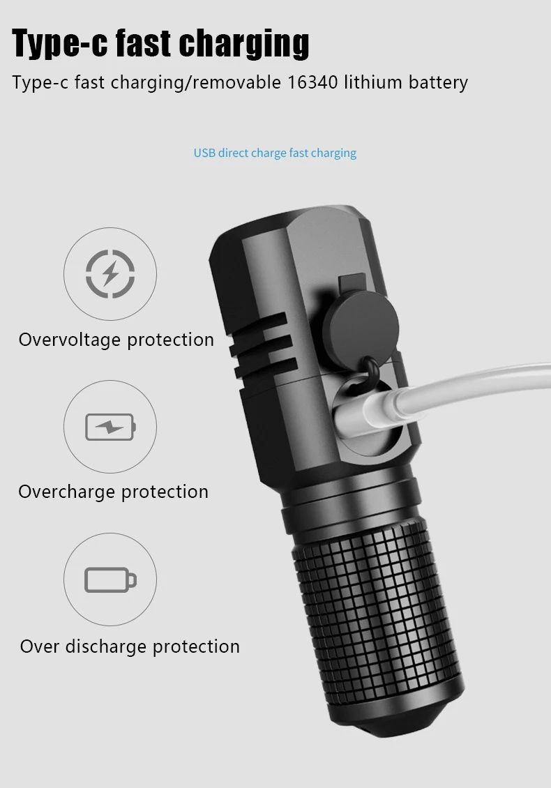 Generic Mini Portable Torch 4 CORE P50 LED USB Rechargeable Torch 3