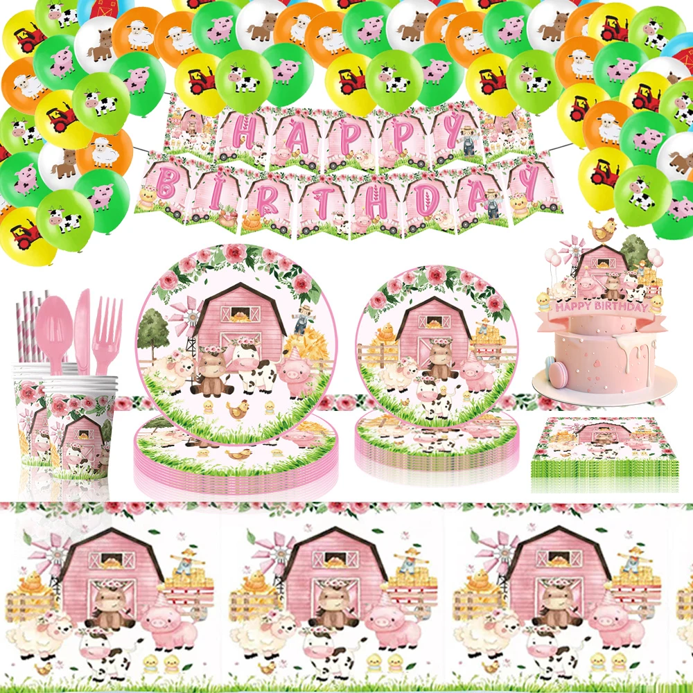 Pink Farm Party Birthday Party Decorations Disposable Tableware Paper Cups Plates Tablecloth Baby Shower for Kids Party Supplies
Pink Farm Party Birthday Party Decorations Disposable Tableware Paper Cups Plates Tablecloth Baby Shower for Kids Party Supplies