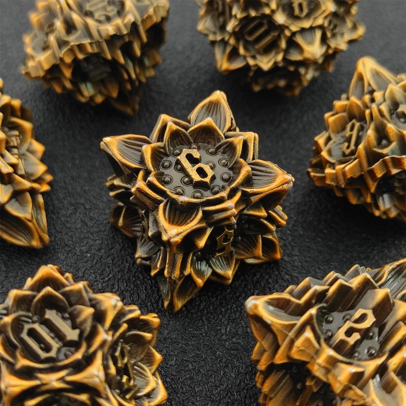 Lotus flower Design Metal DND Dice Set Solid Heavy Metal Dice Set Polyhedral D&D Metal Dice For Role Playing Game Accessories
Lotus flower Design Metal DND Dice Set Solid Heavy Metal Dice Set Polyhedral D&D Metal Dice For Role Playing Game Accessories
