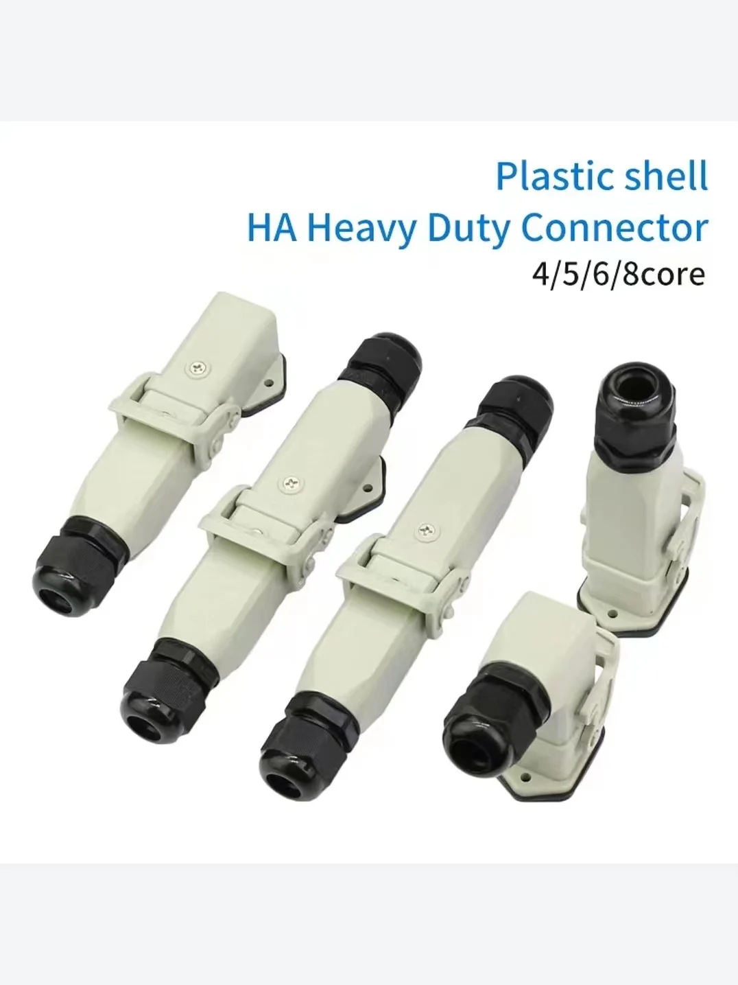 

HDC-HA Heavy Duty Connector 4/5/6/8 Pins Industrial Waterproof Aviation Socket Plug Plastic Housing 250V 10A/16A