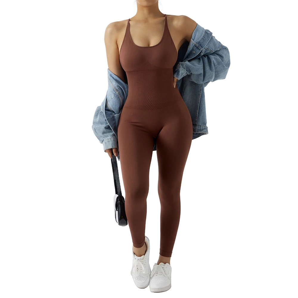 Women Strappy Backless One Piece Jumpsuits Tummy Control Shapewear Square Neck Padded Tracksuits Workout Rompers Jumpsuits Women Strappy Backless One Piece Jumpsuits Tummy Control Shapewear Square Neck Padded Tracksuits Workout Rompers Jumpsuits