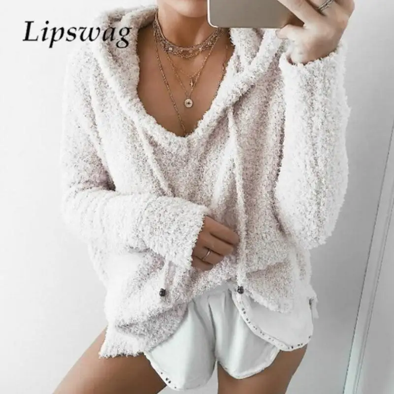 2023 New Casual Solid Color Mohair Hooded Pullovers Autumn Winter Warm Plush Hoodie Women V Neck Long Sleeve Fluffy Sweatshirt
2023 New Casual Solid Color Mohair Hooded Pullovers Autumn Winter Warm Plush Hoodie Women V Neck Long Sleeve Fluffy Sweatshirt