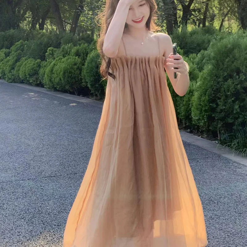 Women's Summer Dress Tourism Holiday Loose Suspender Dresses Solid Color Pleat Beach Strapless Sundress A-Line Maxi Dress New
Women's Summer Dress Tourism Holiday Loose Suspender Dresses Solid Color Pleat Beach Strapless Sundress A-Line Maxi Dress New