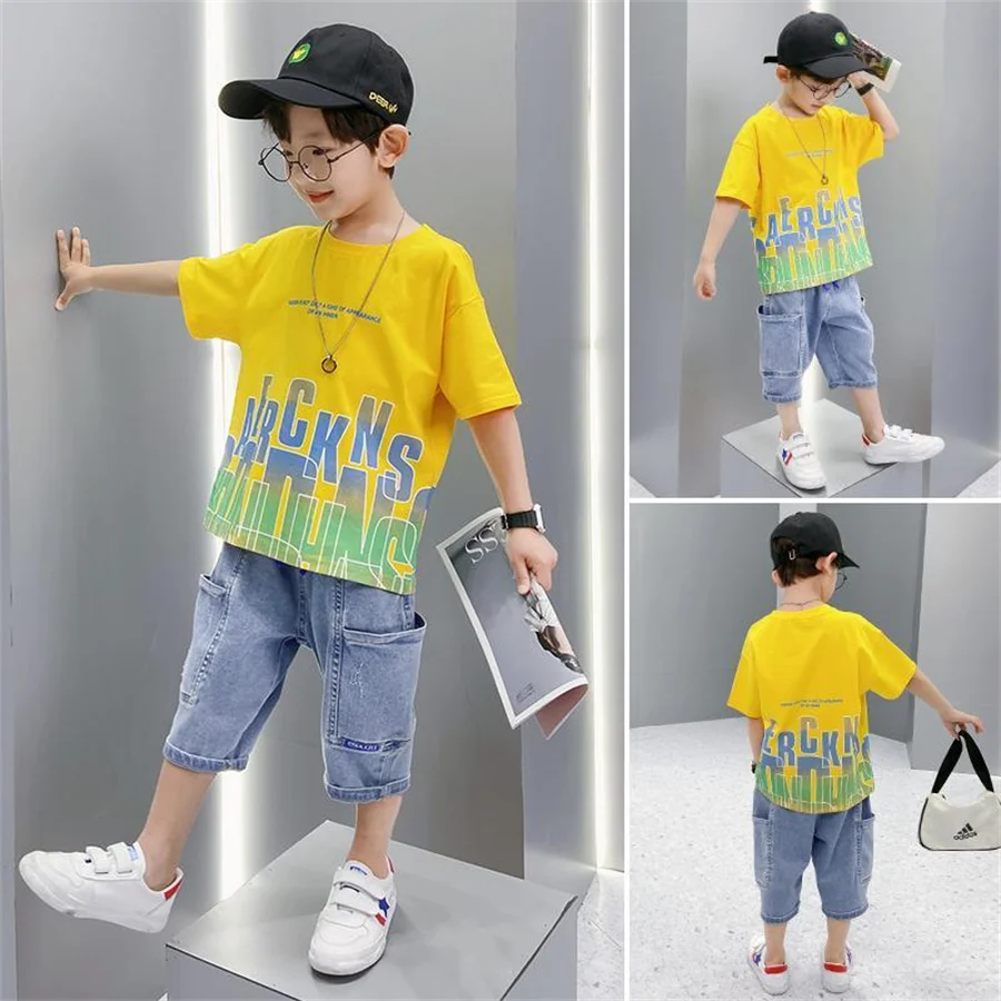New Summer Children's Clothing Sets Letter Print T Shirt+Jeans Shorts New Clothes for Teenage Casual Boys Tracksuit Sports Suit
New Summer Children's Clothing Sets Letter Print T Shirt+Jeans Shorts New Clothes for Teenage Casual Boys Tracksuit Sports Suit