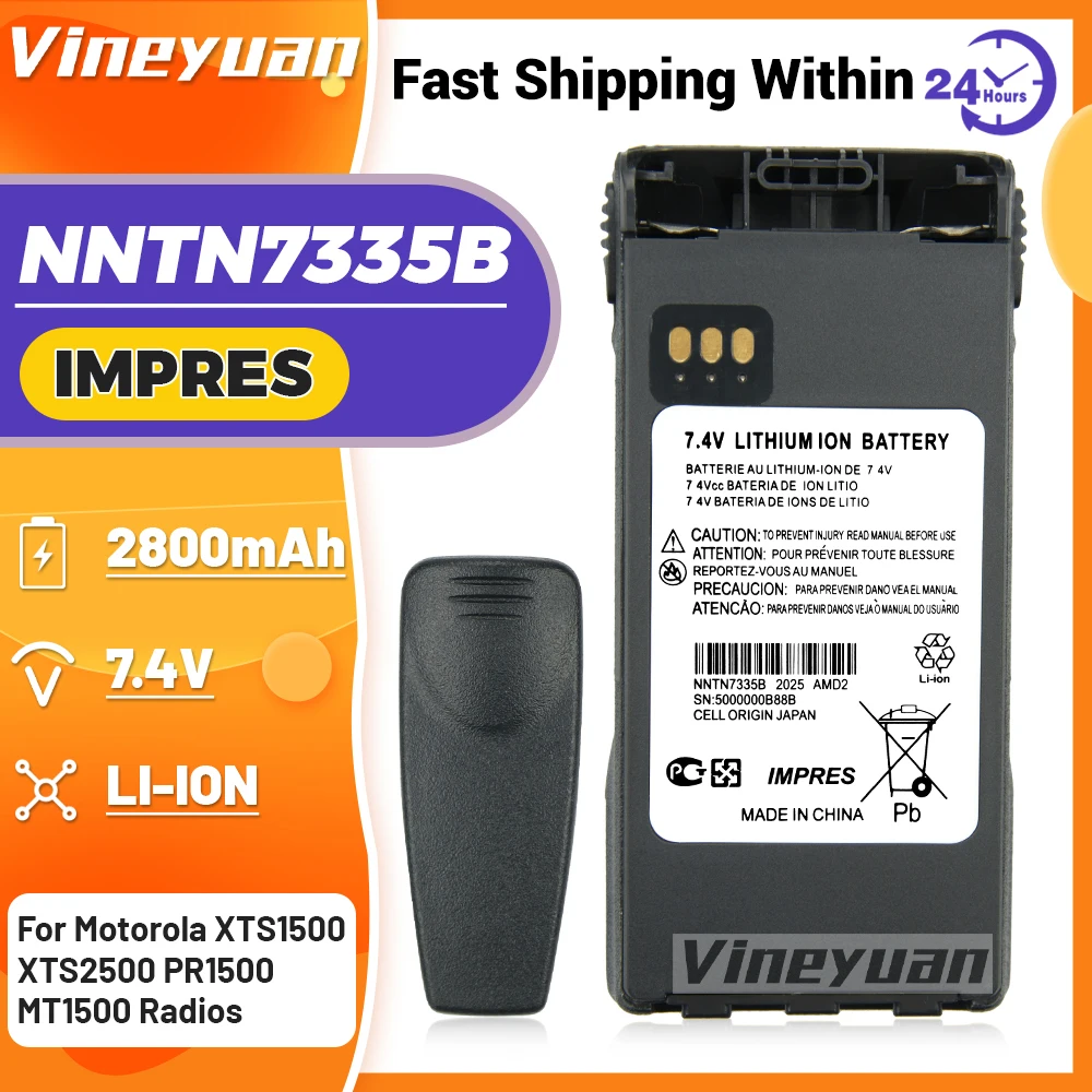 7.4V 2800mAh NNTN7335B IMPRES Replacement Li-ion Battery for Motorola XTS1500 XTS2000 XTS2500 PR1500 MT1500 MT1500 Two Way Radio 
7.4V 2800mAh NNTN7335B IMPRES Replacement Li-ion Battery for Motorola XTS1500 XTS2000 XTS2500 PR1500 MT1500 MT1500 Two Way Radio