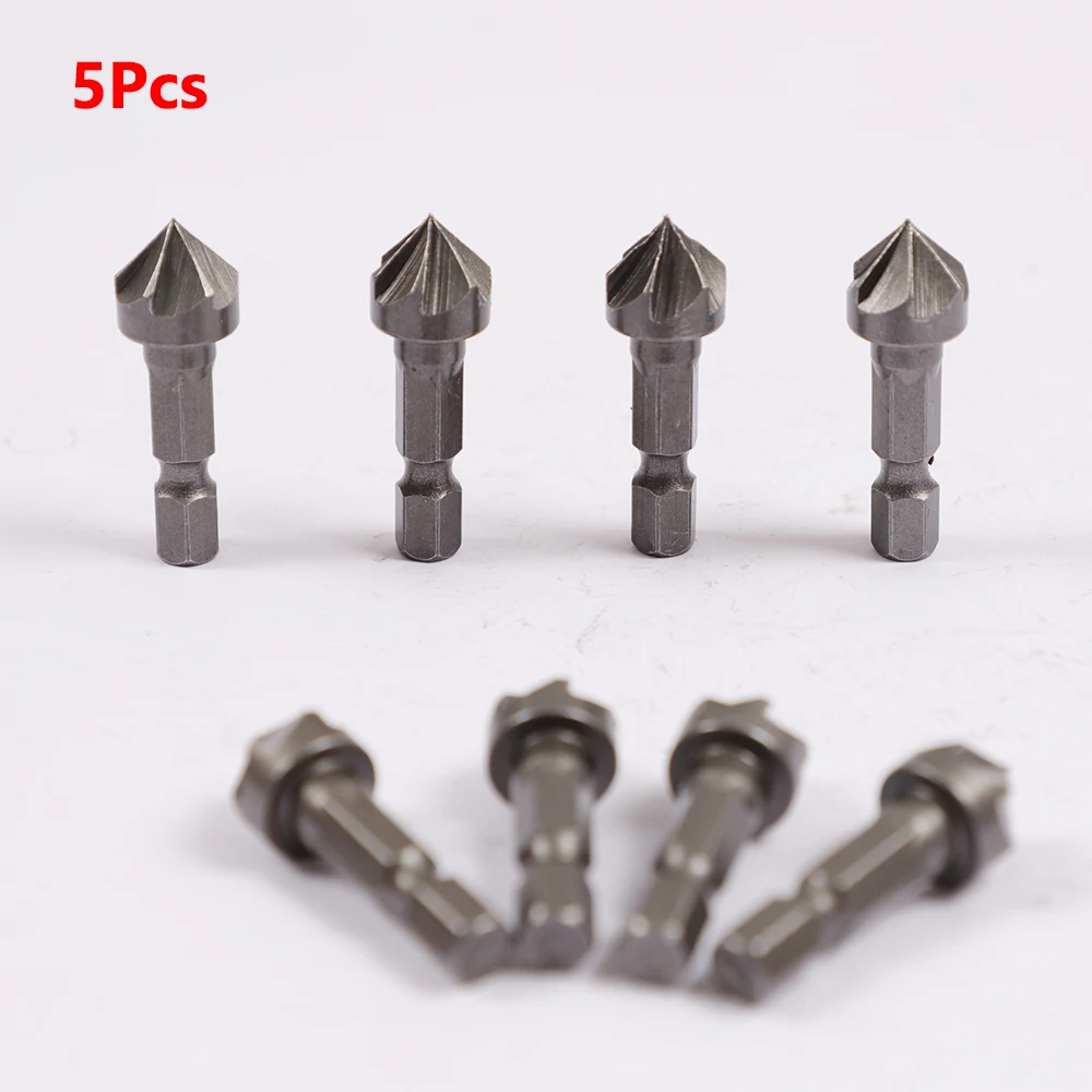 5Pcs 6 Flute 90 Degree Countersink Drill Chamfer Bit 1/4" Hex Shank Carpentry Woodworking Angle Point Cutting Cutter Remove Burr
5Pcs 6 Flute 90 Degree Countersink Drill Chamfer Bit 1/4" Hex Shank Carpentry Woodworking Angle Point Cutting Cutter Remove Burr