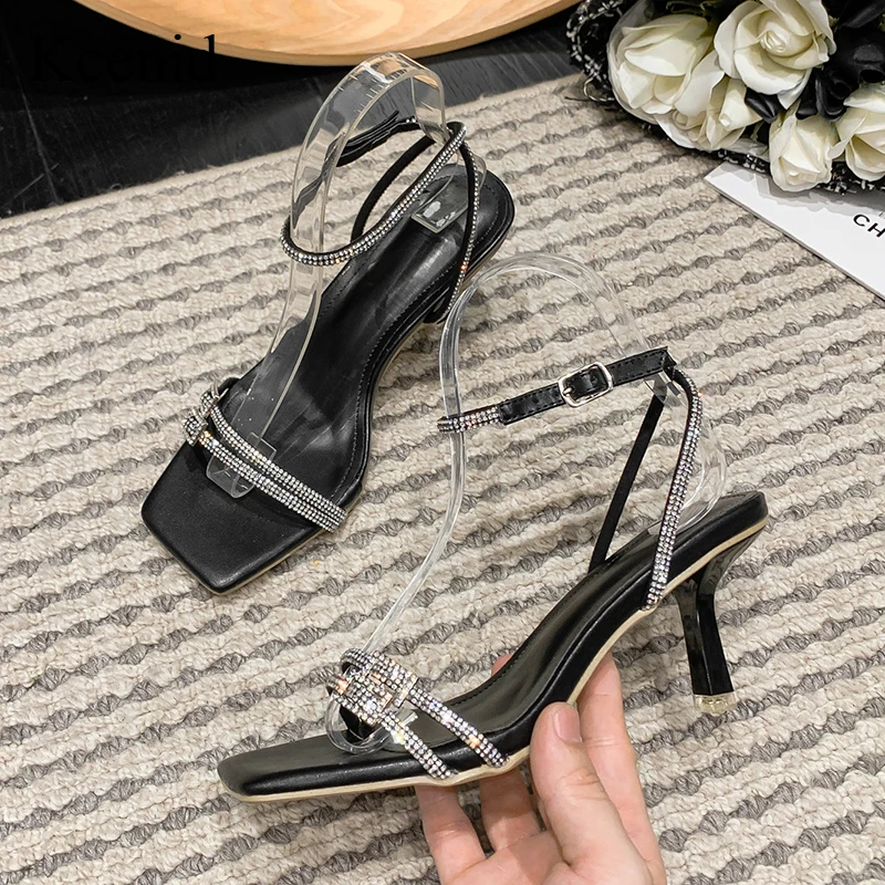 Kcenid Summer New Glitter Rhinestones Sandal Women Fashion Crystal Narrow Band Square Toe 7CM Heels Party Prom Shoes 2023
Kcenid Summer New Glitter Rhinestones Sandal Women Fashion Crystal Narrow Band Square Toe 7CM Heels Party Prom Shoes 2023