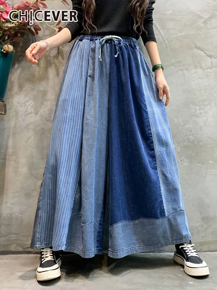 CHICEVER Vintage Hit Color Jeans For Women High Waist Patchwork Pockets Casual Loose Spliced Lace Up Denim Wide Leg Pants Female
CHICEVER Vintage Hit Color Jeans For Women High Waist Patchwork Pockets Casual Loose Spliced Lace Up Denim Wide Leg Pants Female