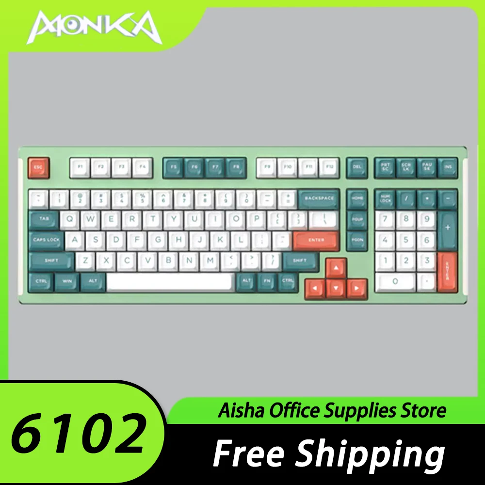 

Механическая клавиатура Monka 6102 из алюминиевого сплава, динамическая RGB прокладка, Игровая клавиатура Hot Swap с низкой задержкой, 102 клавиш, аксессуары для ПК