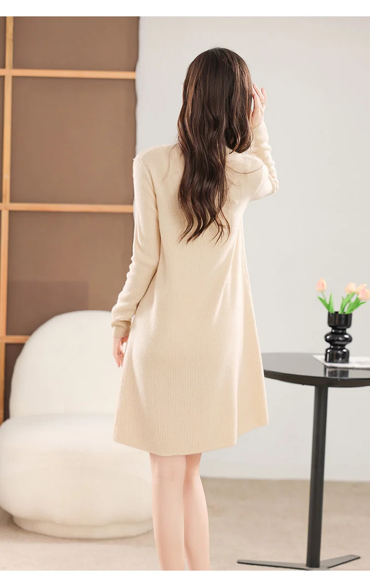 فستان نسائي طويل محبوك ، صوف ميرينو ، فستان تنحيف ، الأكثر مبيعًا في الشتاء والخريف ، جديد فستان نسائي طويل محبوك ، صوف ميرينو ، فستان تنحيف ، الأكثر مبيعًا في الشتاء والخريف ، جديد