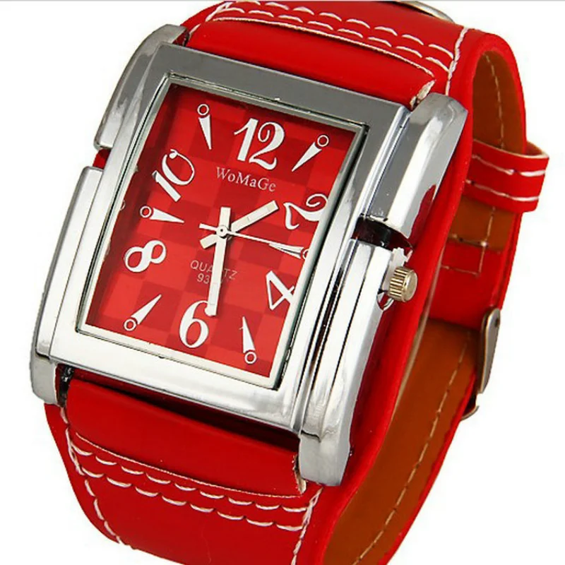 

Sdotter Fashion Square Watch Women Red Watches Big Dial Leather Band Analog Quartz Wristwatches Ladies Womage reloj mujer elegan