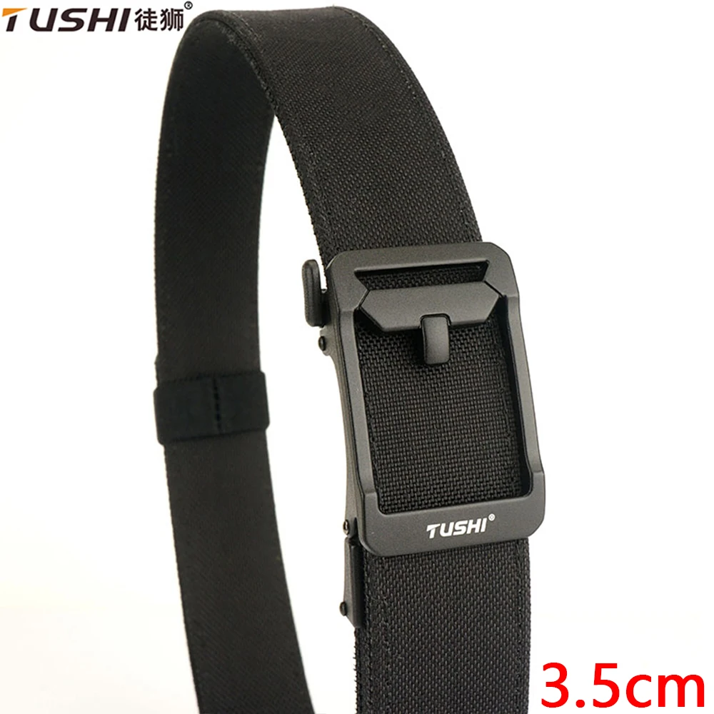 

TUSHI New Men's Military Gun Belt Metal Automatic Buckle Sturdy Nylon Outdoor Tactical Belt IPSC Sports Casual Waistband Male