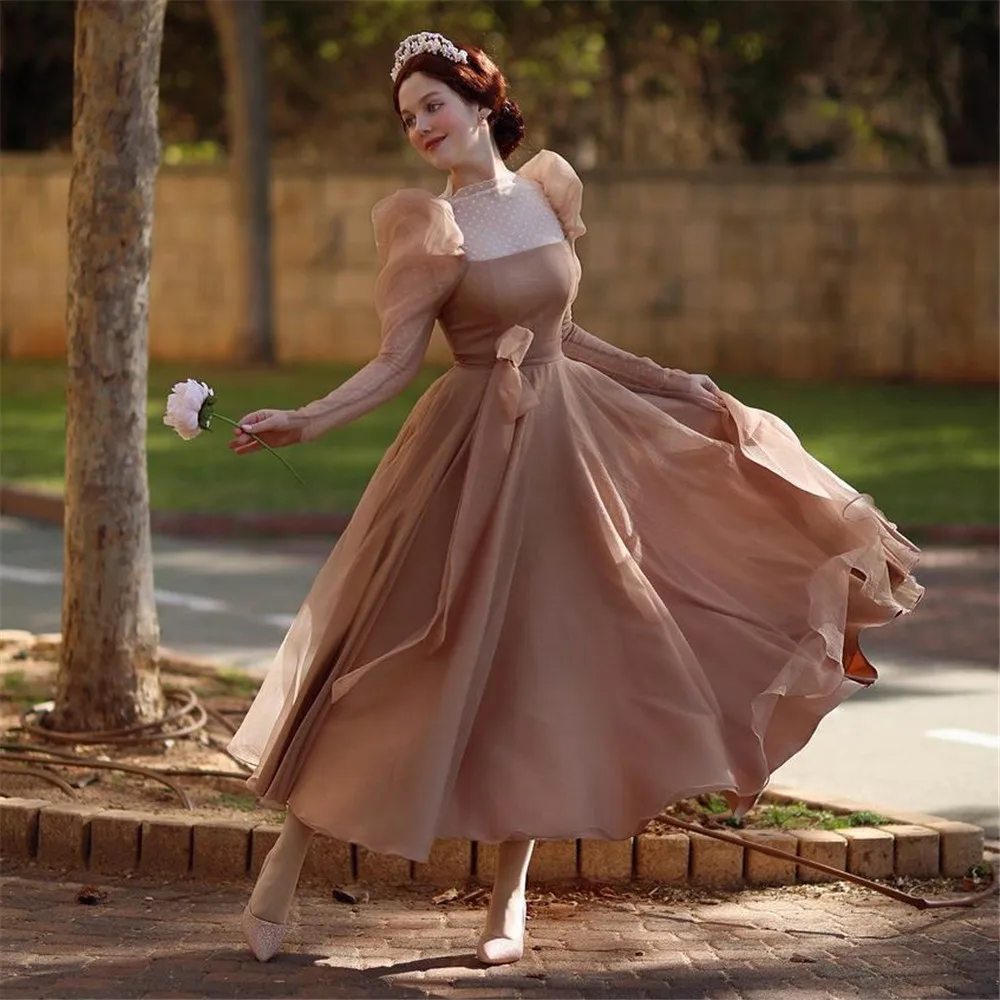 Eeqasn Brown A Line Chiffon Prom Dresses Long Sleeves Ivory Dots High Neck Evening Party Gowns Women Midi Formal Fashion Outfits
Eeqasn Brown A Line Chiffon Prom Dresses Long Sleeves Ivory Dots High Neck Evening Party Gowns Women Midi Formal Fashion Outfits