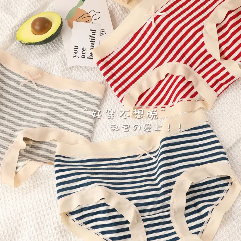 Striped Underwear Women'S Vitality Girl'S Meow Thread Navy Style Cotton High Elastic Comfortable Mid-Waist Hip Triangle
Striped Underwear Women'S Vitality Girl'S Meow Thread Navy Style Cotton High Elastic Comfortable Mid-Waist Hip Triangle
