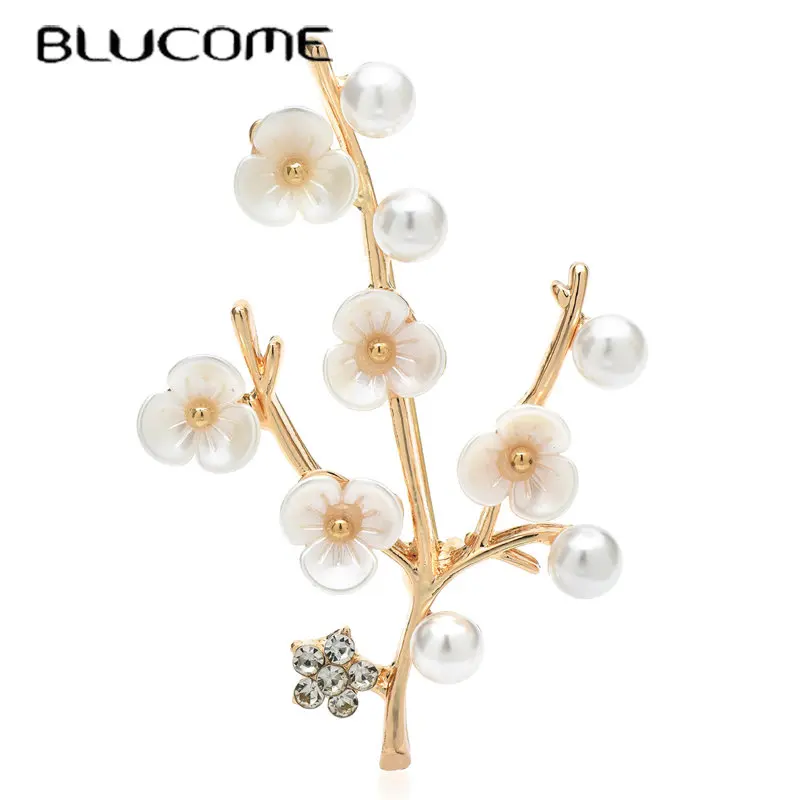 

Blucome Beauty Plum Blossom Flowers Women Unisex 2-color Plants Party Office Brooch Pin Gifts