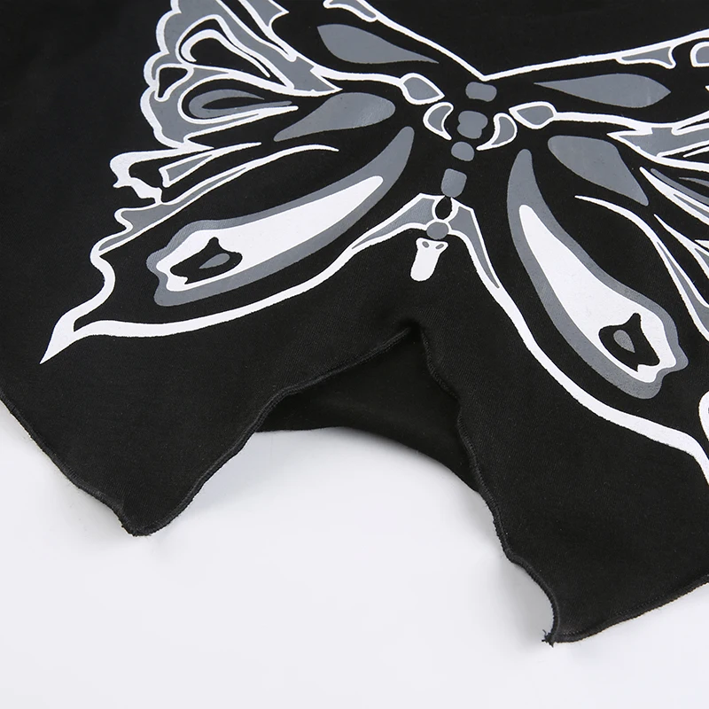 HEYounGIRL Butterfly Print Women Crop T-shirt Gothic Black Short Sleeve High Street O Neck Tee shirts Harajuku Fashion Tops Lady HEYounGIRL Butterfly Print Women Crop T-shirt Gothic Black Short Sleeve High Street O Neck Tee shirts Harajuku Fashion Tops Lady