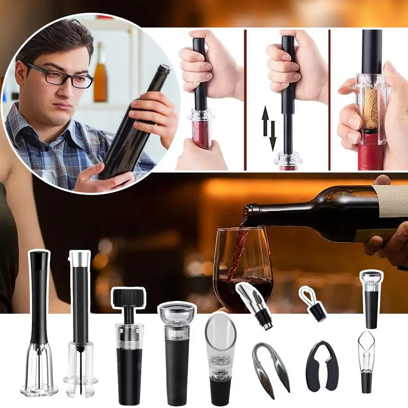 

Wine Opener Air Pump Pressure Vacuum Wine Bottle Corkscrew Stainless Steel Pin Type Reusable Cork Stopper Opening Tools Bar tool