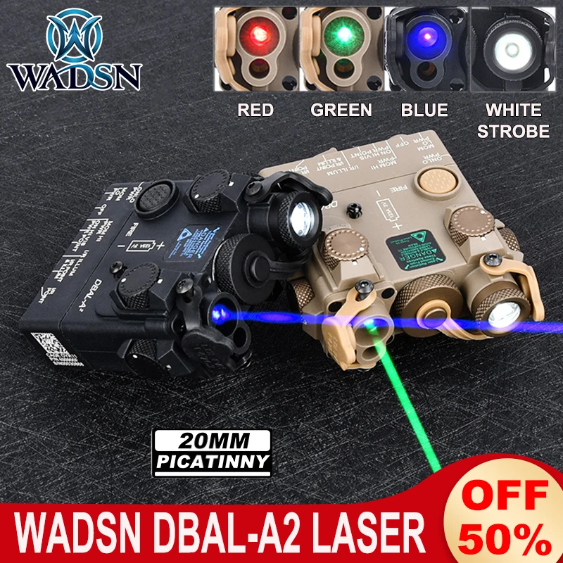 

WADSN DBAL-A2 Red Green Blue Dot Laser Aiming Strobe White LED Flashlight Dbal Tactical Hunting Indicator Fit 20MM Rail No IR
